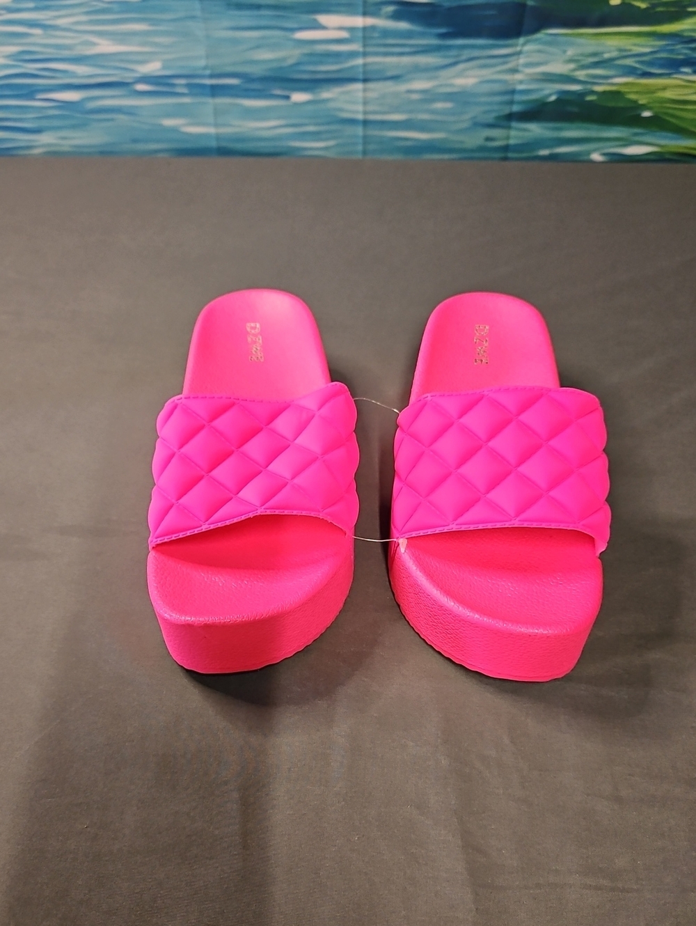 Women’s Hot Pink Quilted Slide Sandals